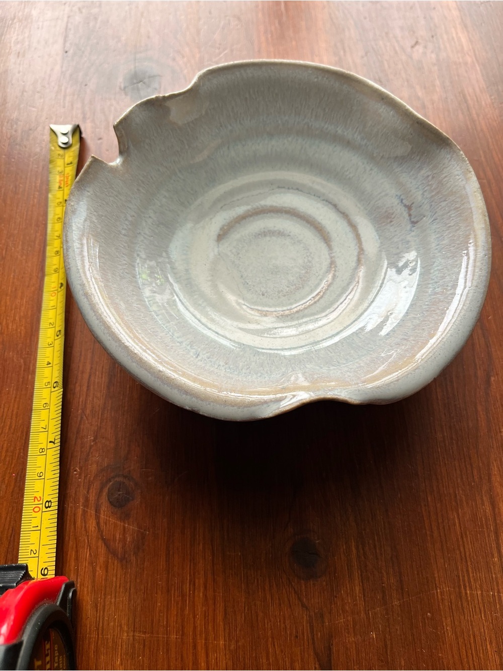 Vintage Ceramic Bowl in Light Gray and Cream